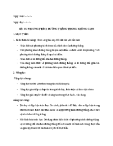 Giáo án Phương trình đường thẳng trong không gian Toán 12 Kết nối tri thức