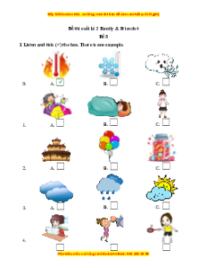 Đề thi cuối kì 2 Tiếng Anh lớp 4 Family and Friends (Đề 5 kèm file nghe)