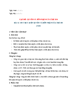Giáo án Bài 12 Đạo đức lớp 4 Cánh diều: Em thực hiện quyền và bổn phận của trẻ em