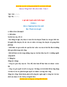 Giáo án Bài 1: Thanh âm của gió Tiếng Việt lớp 5 Kết nối tri thức