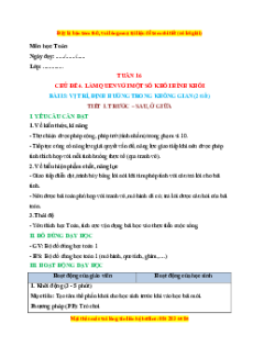 Giáo án Vị trí, định hướng trong không gian Toán lớp 1 Kết nối tri thức