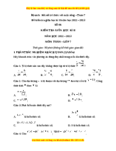 Đề thi giữa học kì 2 Toán 7 Kết nối tri thức có đáp án (Đề 6)