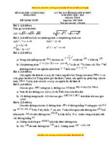 Đề thi vào 10 môn Toán tỉnh Vĩnh Long (Hệ không chuyên) năm 2021