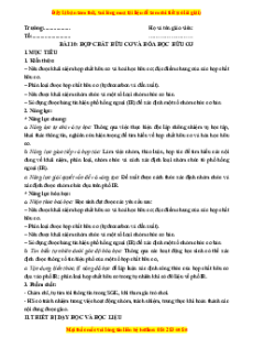 Giáo án Hợp chất hữu cơ và hoá học hữu cơ Hóa học 11 Kết nối tri thức