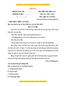 Đề thi cuối kì 1 Ngữ Văn 7 Chân trời sáng tạo (Đề 15)