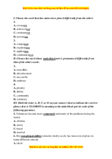 Đề thi cuối kì 1 Tiếng Anh 10 Global success (Đề 5 kèm file nghe)