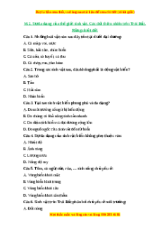 Trắc nghiệm Bài 22 Địa lí 6 Cánh diều: Sự đa dạng của thế giới sinh vật. Các đới thiên nhiên trên Trái Đất. Rừng nhiệt đới