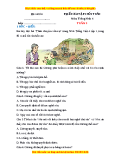 Bài tập cuối tuần Tiếng việt 4 Tuần 9 (có lời giải)