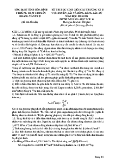 Đề thi HSG Hóa học 10 Trường THPT Chuyên Hoàng Văn Thụ - Hòa Bình