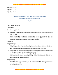 Giáo án Bài 6 Lịch sử 8 Kết nối tri thức (2024): Công cuộc khai phá vùng đất phía nam từ thế kỉ XVI đến thế kỉ XVIII