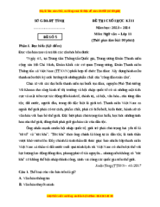 Đề thi cuối kì 2 Ngữ văn 11 Kết nối tri thức (Đề 5)