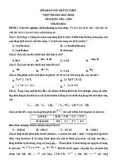 Đề thi thử tốt nghiệp THPT 2025 Hóa học trường THPT Tiên Du Bắc Ninh