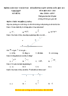 Đề thi giữa kì 1 Toán 7 Cánh diều Phòng GD&ĐT Giao Thuỷ – Nam Định