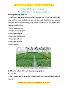 Lý thuyết Bài 23: Giới thiệu về trồng trọt công nghệ cao
