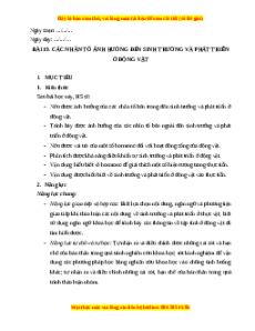 Giáo án Các nhân tố ảnh hưởng đến sinh trưởng và phát triển ở động vật Sinh học 11 Cánh diều