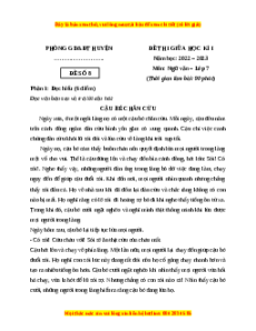 Đề thi giữa học kì 1 Ngữ Văn 7 Chân trời sáng tạo (Đề 8)