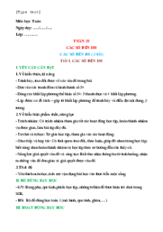 Giáo án Các số đến 100 Toán lớp 1 Chân trời sáng tạo