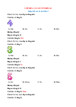 Trắc nghiệm Toán lớp 1 (cả năm) Chân trời sáng tạo có đáp án