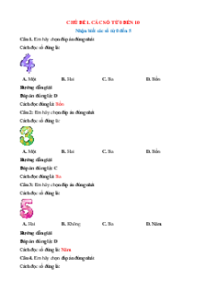 Trắc nghiệm Toán lớp 1 (cả năm) Chân trời sáng tạo có đáp án