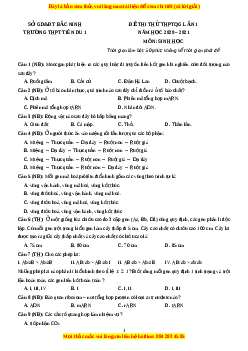 Đề thi thử Sinh Học trường Tiên Du 1 lần 1 năm 2021