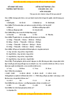 Đề thi thử Sinh Học trường Tiên Du 1 lần 1 năm 2021