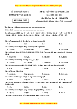 Đề thi thử Hóa Học trường Lê Quý Đôn lần 1 năm 2021