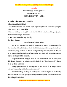 Đề thi giữa kì 2 Tiếng Việt lớp 4 Cánh diều (Đề 8)