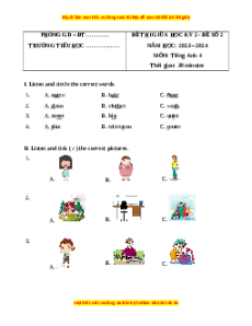 Đề thi giữa kì 2 Tiếng Anh lớp 4 Global success (Đề 2)