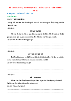 Đề cương ôn tập Cuối kì 1 Tiếng Việt lớp 1 Kết nối tri thức