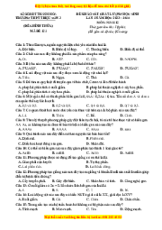 Đề thi thử tốt nghiệp Sinh học trường THPT Triệu Sơn 3 năm 2024