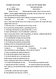 Đề thi thử tốt nghiệp THPT 2025 Địa lí Sở Quảng Bình