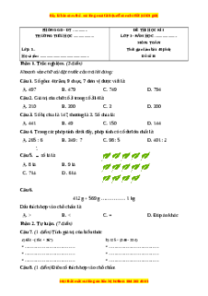 Đề thi cuối kì 1 Toán lớp 3 Cánh diều - Đề 10