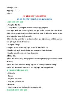 Giáo án Ôn tập về tỉ số, tỉ số phần trăm Toán lớp 5 Cánh diều