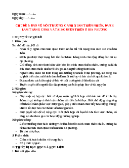 Giáo án Chủ đề 9: Bảo vệ môi trường, cảnh quan thiên nhiên, danh lam thắng cảnh và tài nguyên địa phương HĐTN 11 Chân trời sáng tạo