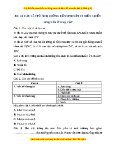 Trắc nghiệm Các yếu tố ảnh hưởng đến sinh sản và điều khiển sinh sản ở sinh vật KHTN 7 Cánh diều
