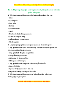 Lý thuyết Công nghệ 10 Trồng trọt Cánh diều Bài 18: Ứng dụng công nghệ cao trong thu hoạch, bảo quản và chế biến sản phẩm trồng trọt