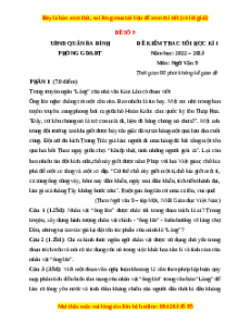 Đề thi cuối kì 1 Ngữ văn 9 - Đề 9