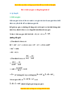 Lý thuyết Toán 10 Chân trời sáng tạo Bài 3: Giải tam giác và ứng dụng thực tế