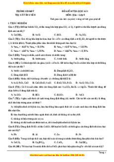 Đề thi cuối kì 1 Hóa học 9 Phòng GD&ĐT Thị xã Tân Xuyên