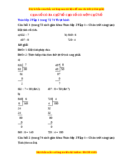 Giải Sgk Toán lớp 3 Bài 48: Chia số có ba chữ số cho số có một chữ số (Chân trời sáng tạo)