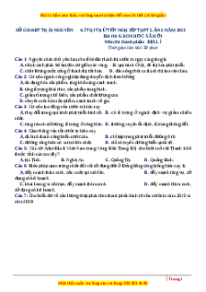 Đề thi thử Địa lí Sở Thái Nguyên lần 2 năm 2023