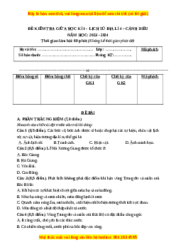 Đề thi giữa kì 1 Lịch sử & Địa lí lớp 4 Cánh diều - Đề 2
