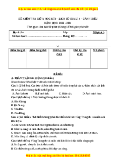 Đề thi giữa kì 1 Lịch sử & Địa lí lớp 4 Cánh diều - Đề 2
