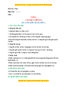 Giáo án Số chẵn, số lẻ Toán 4 Chân trời sáng tạo