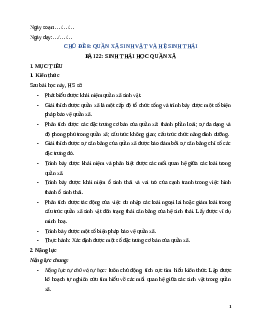 Giáo án Bài 22 Sinh học 12 Cánh diều: Sinh thái học quần xã