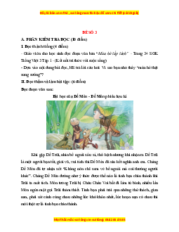 Đề thi giữa kì 1 Tiếng Việt lớp 3 Kết nối tri thức (đề 3)