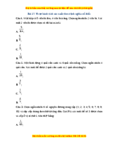 Trắc nghiệm Thực hành tính xác suất theo định nghĩa cổ điển Toán 10 Kết nối tri thức