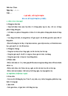 Giáo án Số thập phân Toán lớp 5 Chân trời sáng tạo