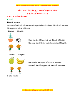 Đề cương ôn tập Học kì 1 Toán lớp 1 Chân trời sáng tạo