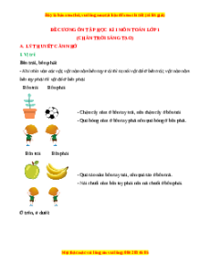 Đề cương ôn tập Học kì 1 Toán lớp 1 Chân trời sáng tạo